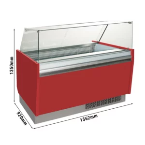 Zmrzlinový pult LIAM - 1560 mm - statický - pre 13+13x 5 litrové nádoby na zmrzlinu - červený