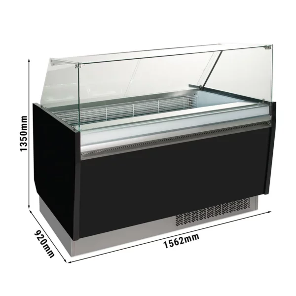 Zmrzlinový pult - Liam - 1560mm - s LED osvetlením - na 13 + 13 nádob - čierny