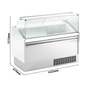Zmrzlinový pult LEVI - 1620mm - statický - pre 9+9x 5 litrové nádoby na zmrzlinu - biely