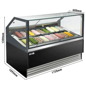 Zmrzlinový pult - Theo - 1730mm - s LED osvetlením - na 18 nádob - čierny