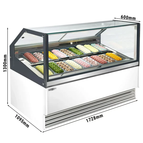 Zmrzlinový pult - Theo - 1730mm - s LED osvetlením - na 18 nádob - biely