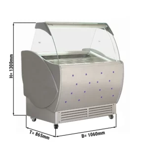 Zmrzlinový pult LUCA - 1060mm - cirkulujúci vzduch - s osvetlením - pre 7x 5 litrové nádoby na zmrzlinu