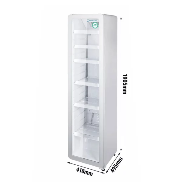 GASTRO COOL | Chladnička so sklenenými dverami - 220 litrov - úzka - 1 sklenené dvere - biela