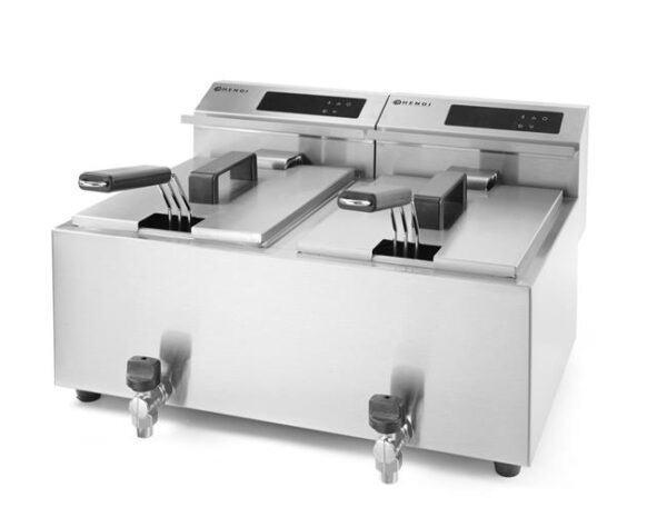 Fritéza s digitálnym ovládacím panelom Profi Line s výpustným ventilom – 2x 8 l, HENDI, Profi Line, 16L, 230V/7000W, 605x515x(H)350mm - Image 4