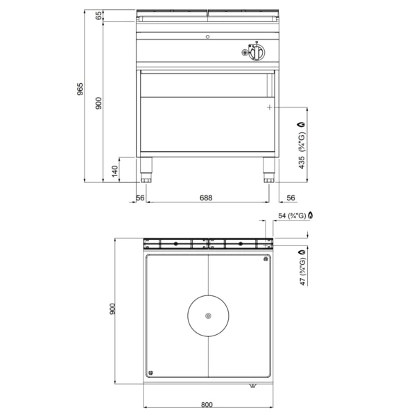 Plynový sporák s varnou doskou - 13 kW - Image 6