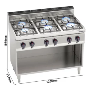 Plynový sporák - 31,5 kW - 6 horákov