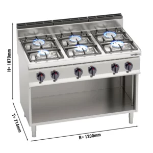 Plynový sporák - 33,5 kW - 6 horákov
