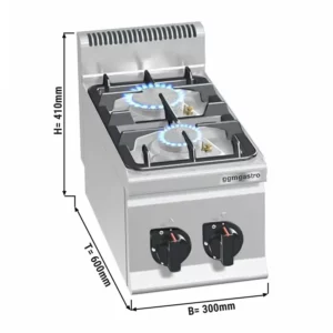 Plynový sporák - 9,5 kW - 2 horáky