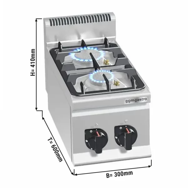 Plynový sporák - 9,5 kW - 2 horáky