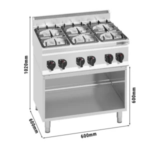 Plynový sporák - 28,5 kW - 6 horákov - vrátane základného rámu
