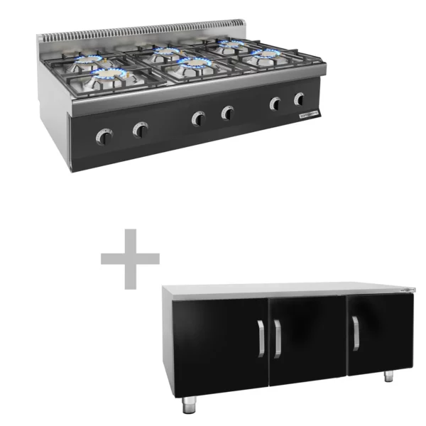 Plynový sporák - 36 kW - 6 horákov - vrátane podstavca s 3 dvierkami - Image 5