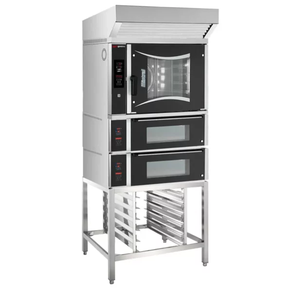 Pekárenská plynová teplovzdušná rúra - digitálna - 6x EN 60x40 - vrátane 2 pecí na pizzu, digestora a základného rámu - Image 6
