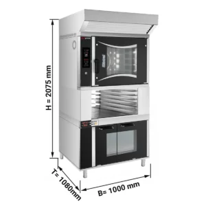 Pekárenská plynová teplovzdušná rúra - digitálna - 6x EN 60x40 - vrátane digestora, kysnutia a stojana