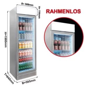 Chladnička na nápoje - 345 litrov - bezrámové prevedenie - 1 sklenené dvierka a reklamný stojan