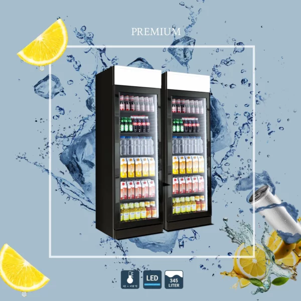Chladnička na nápoje - 345 litrov - bezrámové prevedenie - 1 sklenené dvierka a reklamný stojan - Image 2