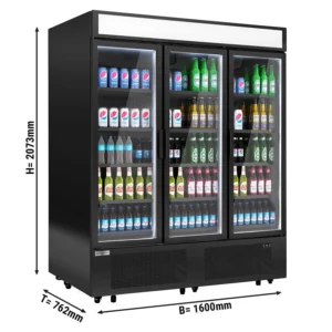 Chladnička na nápoje - 1325 litrov - 3 sklenené dvere a reklamný stojan