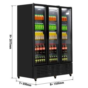 Chladnička na nápoje - 1500 litrov - 3 sklenené dvere a LED osvetlenie