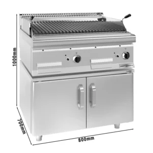 Plynový lávový gril (14 kW) - sklopný grilovací rošt - vr. podstavce s 2 dverami