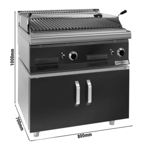 Plynový lávový gril (14 kW) - sklopný grilovací rošt - vr. podstavce s 2 dverami