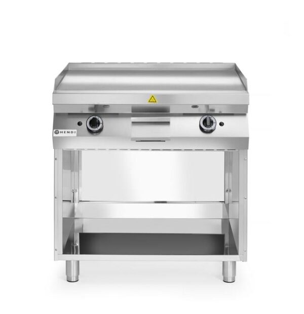 Grilovacia platňa, plynová, hladká, na skrinke z 3 strán uzavretej, HENDI, Kitchen Line, 2 vykurovacie zóny, každá s 3 horákmi, celkový výkon 10 kW, 10kW, 800x700x(H)900mm