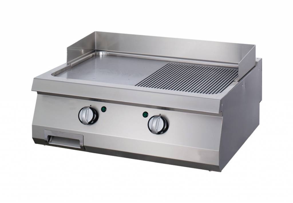Grilovacia panvica 1/2 s drážkami chróm - plynová - dvojitá jednotka - hĺbka 70 cm