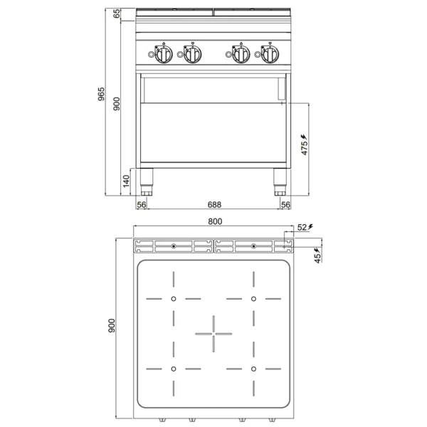 Indukčný sporák - 20 kW - 4 varné dosky - Image 3