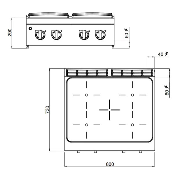Infračervený sporák - 12,8 kW - 4 platne - Image 3