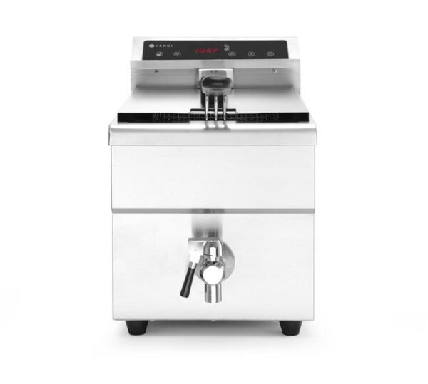 Indukčná fritéza s vypúšťacím kohútikom, 8 l, HENDI, 8L, Svetlošedá, 230V/3500W, 288x619x(H)408mm