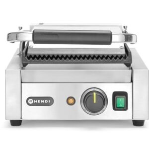 Jednoduchý kontaktný gril, HENDI, drážkovaný vrch a spodok, 230V/1800W, 310x426x(H)510mm