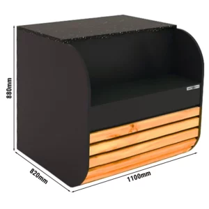 Pokladňa - 1100mm - Drevené čelo - Čierna žula