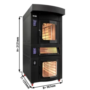 Rotačná pekárenská teplovzdušná rúra - 5x EN 60x40 - Digitálna - vrátane pece na pizzu, kysnutia a umývacieho systému