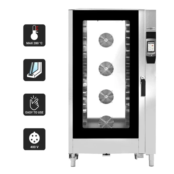 Konvektomat - Touch - 20x GN 1/1 - s umývacím systémom - vrátane vozíka na tácku