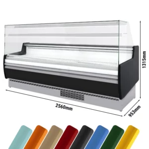 Chladiaci pult - 2560 mm - s LED osvetlením a 1 policou - štandardne s čiernym predným panelom