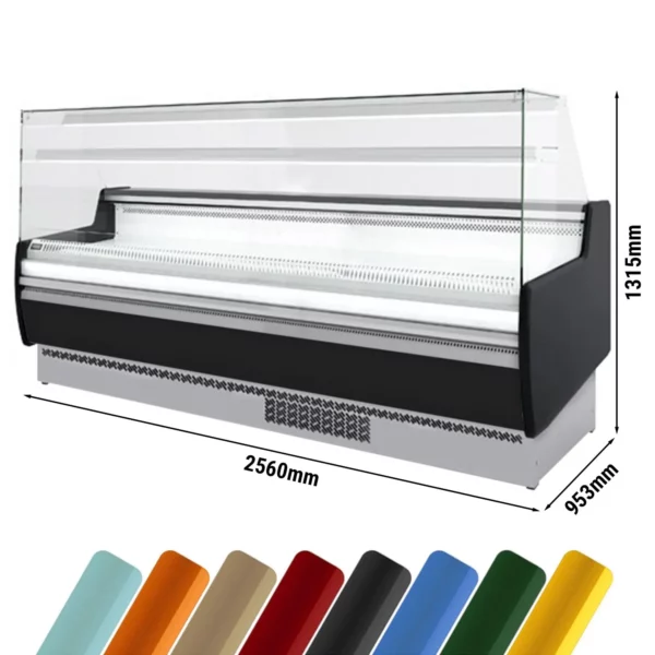 Chladiaci pult - 2560 mm - s LED osvetlením a 1 policou - štandardne s čiernym predným panelom
