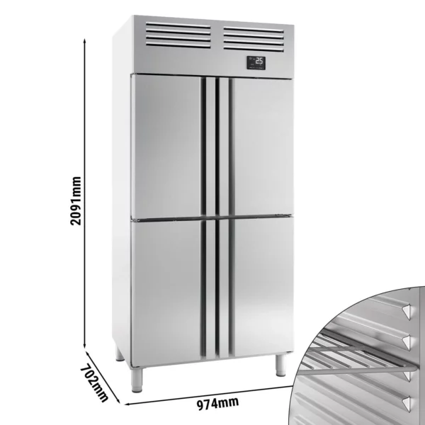 Chladnička PREMIUM PLUS - GN 1/1 - 745 litrov - so 4 polovičnými dverami z nehrdzavejúcej ocele