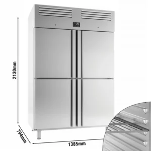 Chladnička PREMIUM PLUS - GN 2/1 - 1240 litrov - so 4 polovičnými dverami z nehrdzavejúcej ocele
