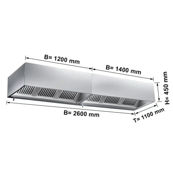 Skriňový digestor 2,6 m - s filtrom a lampou - Image 5