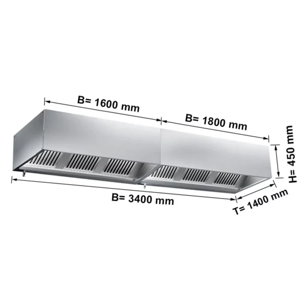 Skriňový digestor 3,4 m - s filtrom a lampou - Image 5