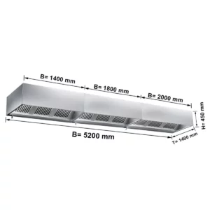 Skriňový digestor 5,2 m - s filtrom a lampou