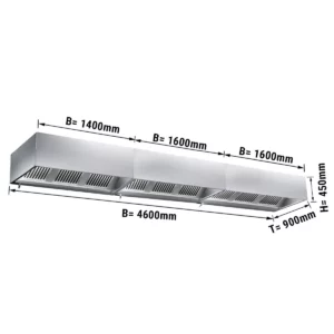 Skriňový digestor 4,6 m - s filtrom a lampou