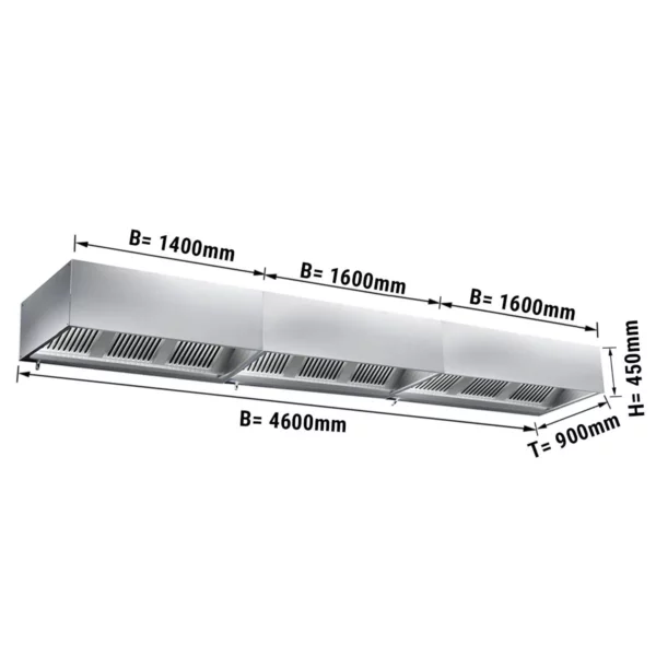 Skriňový digestor 4,6 m - s filtrom a lampou