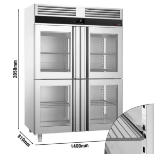Chladnička PREMIUM - GN 2/1 - 1400 litrov - so 4 sklenenými polovičnými dverami