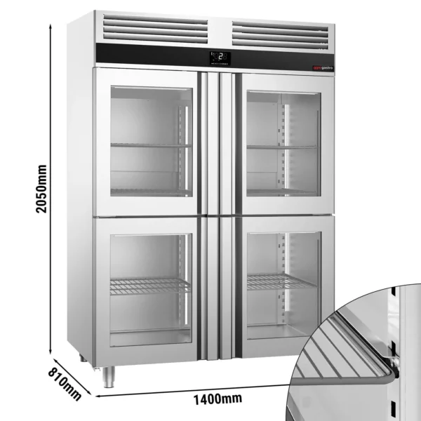 Chladnička PREMIUM - GN 2/1 - 1400 litrov - so 4 sklenenými polovičnými dverami