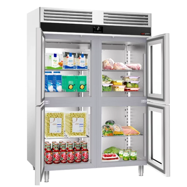 Chladnička PREMIUM - GN 2/1 - 1400 litrov - so 4 sklenenými polovičnými dverami - Image 5