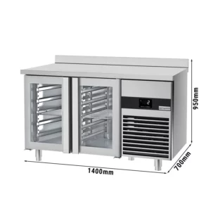 Chladiaci stôl PREMIUM - 1400x700mm - s 2 sklenenými dvierkami a zadným krytom
