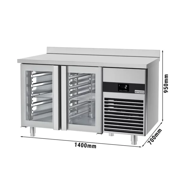 Chladiaci stôl PREMIUM - 1400x700mm - s 2 sklenenými dvierkami a zadným krytom
