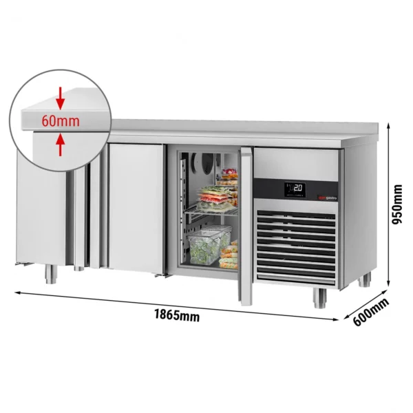 Chladiaci stôl PREMIUM - 1860x600mm - s 3 dverami a podstavcom