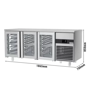 Chladiaci stôl PREMIUM - 1860x700mm - s 3 sklenenými dverami