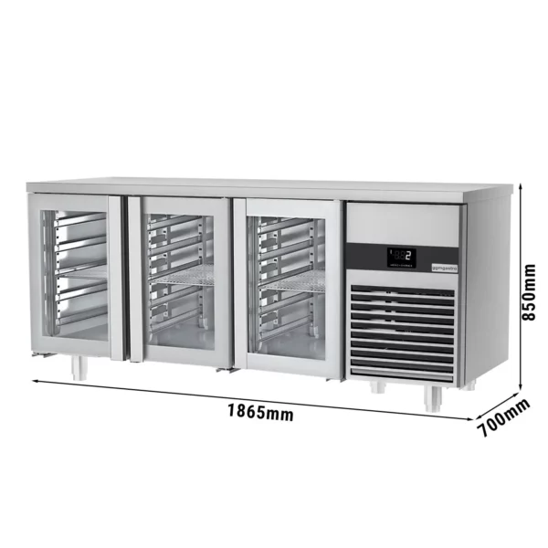 Chladiaci stôl PREMIUM - 1860x700mm - s 3 sklenenými dverami