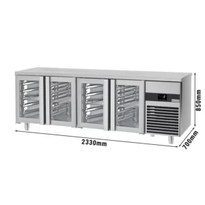 Chladiaci stôl PREMIUM - 2300x700mm - so 4 sklenenými dverami